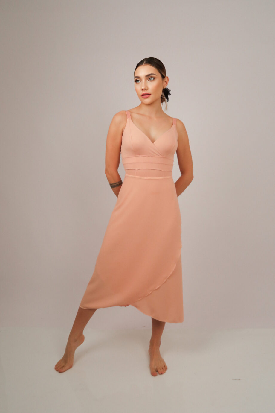 Saia Transpassada Glissade Midi Rosa Petipá