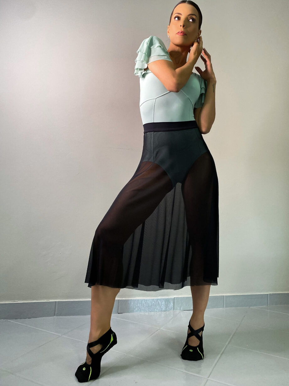 Saia Midi Elastic Petipá Preto