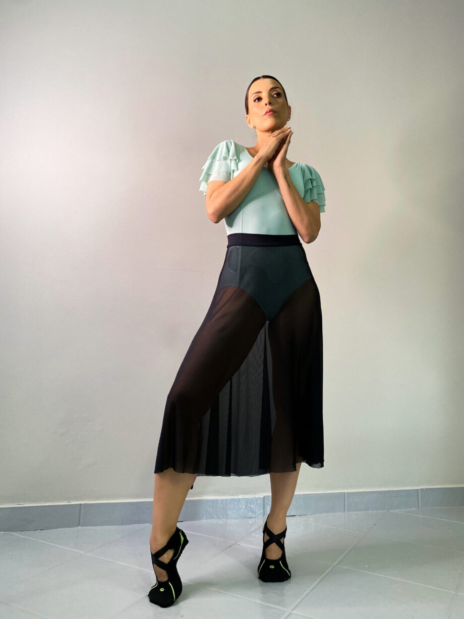 Saia Midi Elastic Petipá Preto